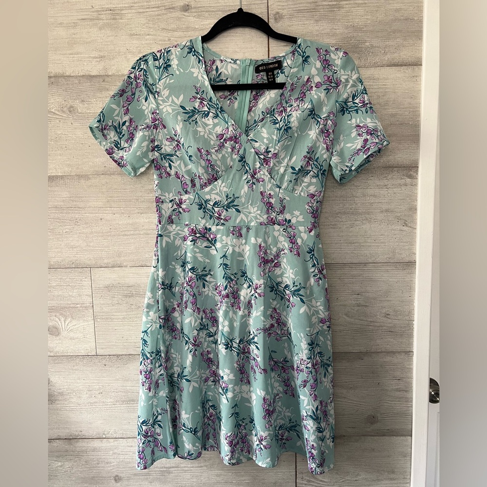 Blue Floral Mini Sundress Size 4